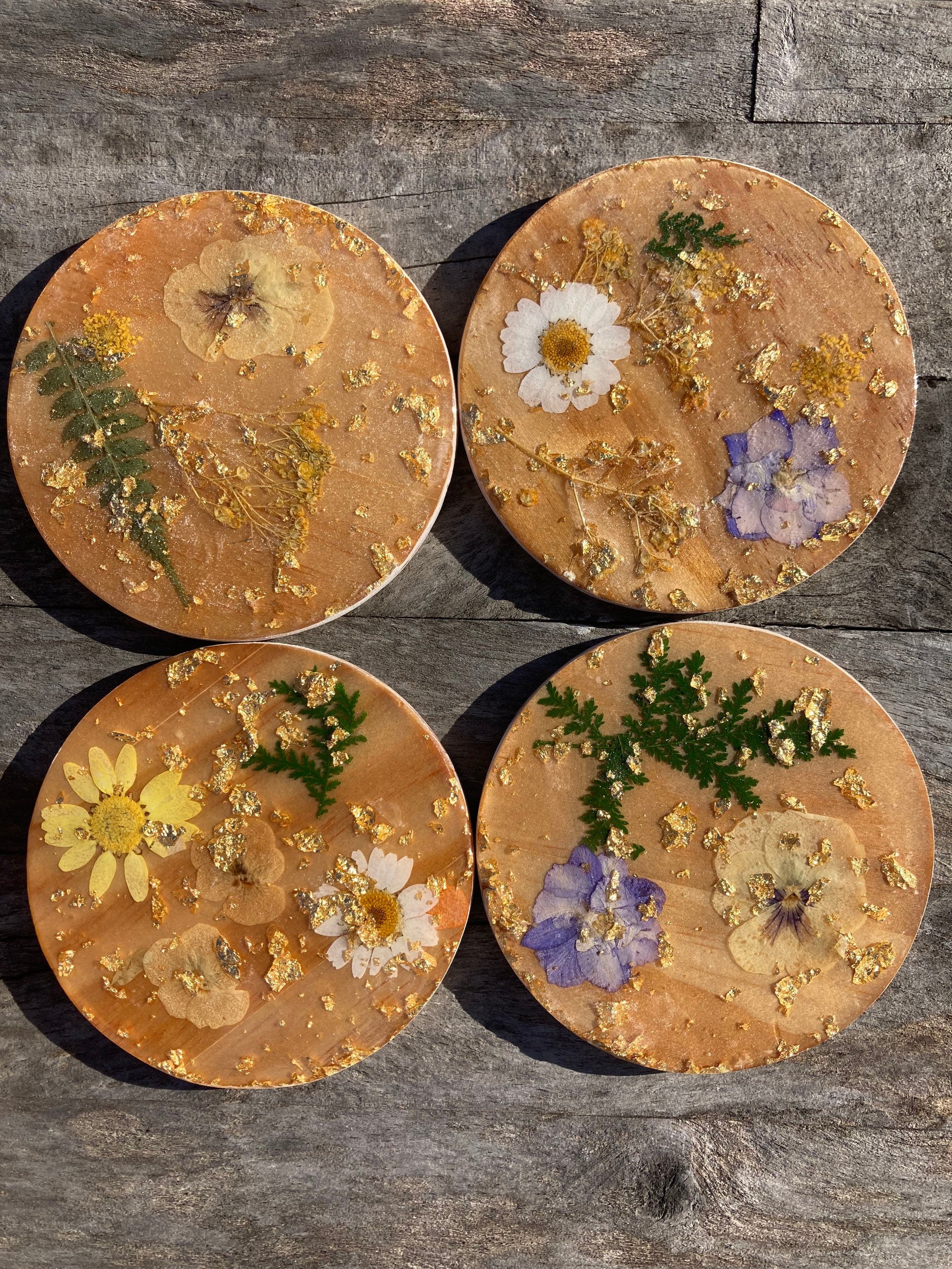 3 Orange Bloom Resin Coasters good