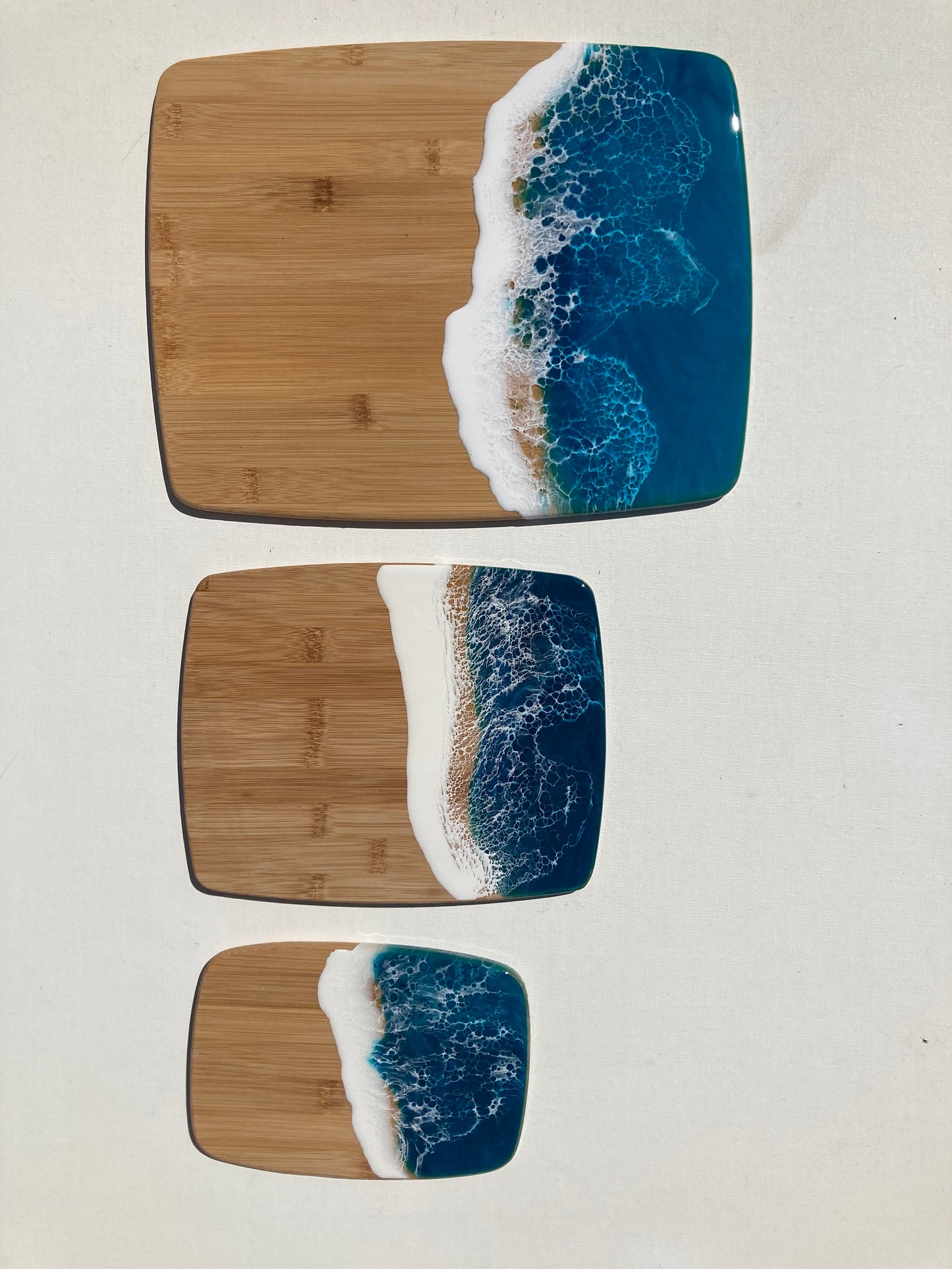 ocean wave bamboo cutting board set of 3