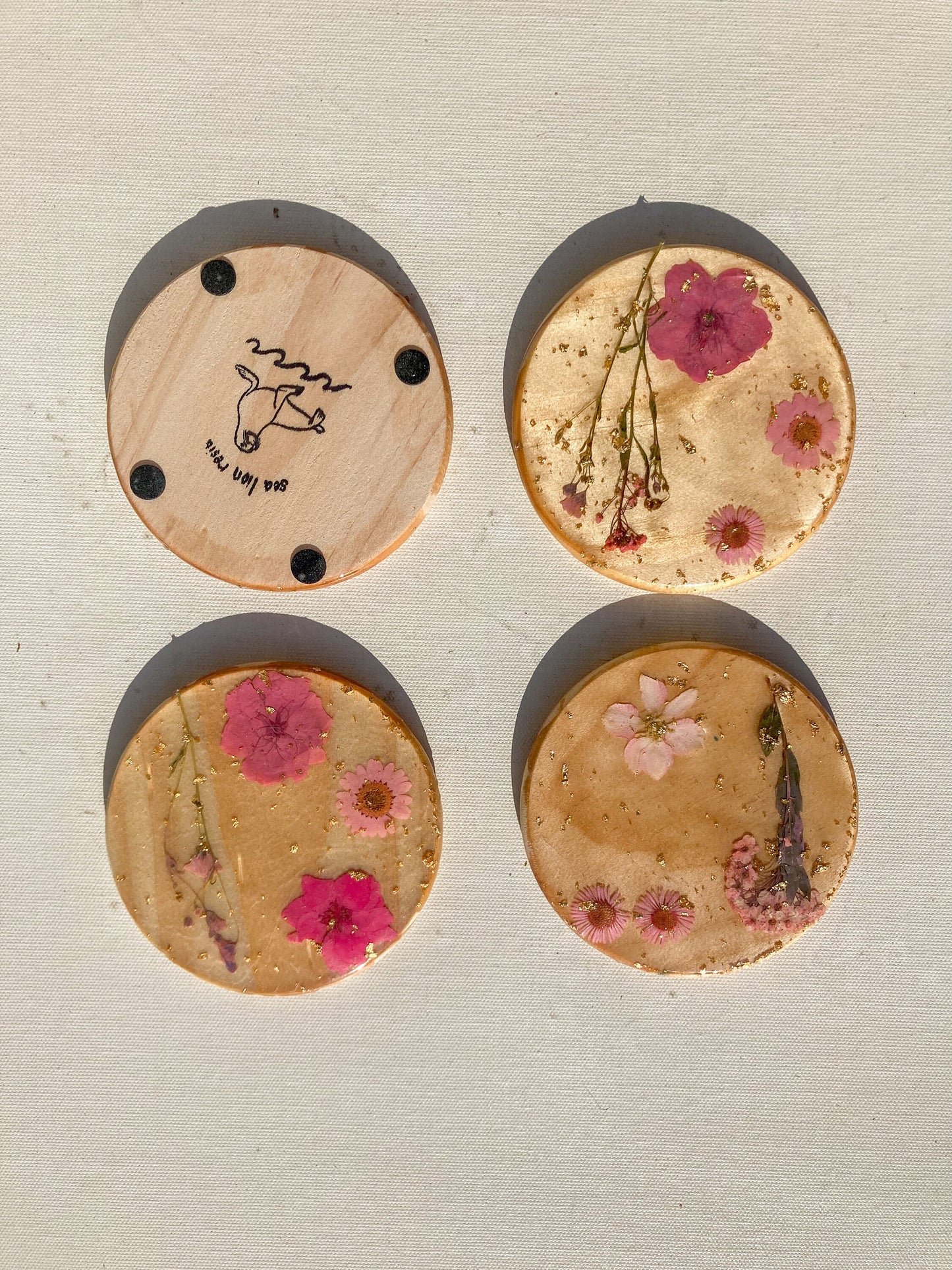 pressed flower wooden coasters