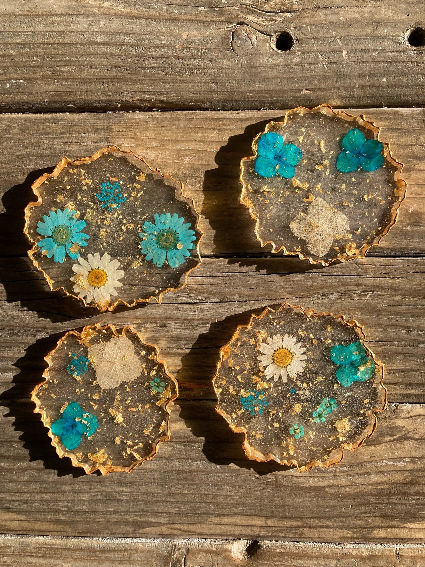 pressed flower clear coasters